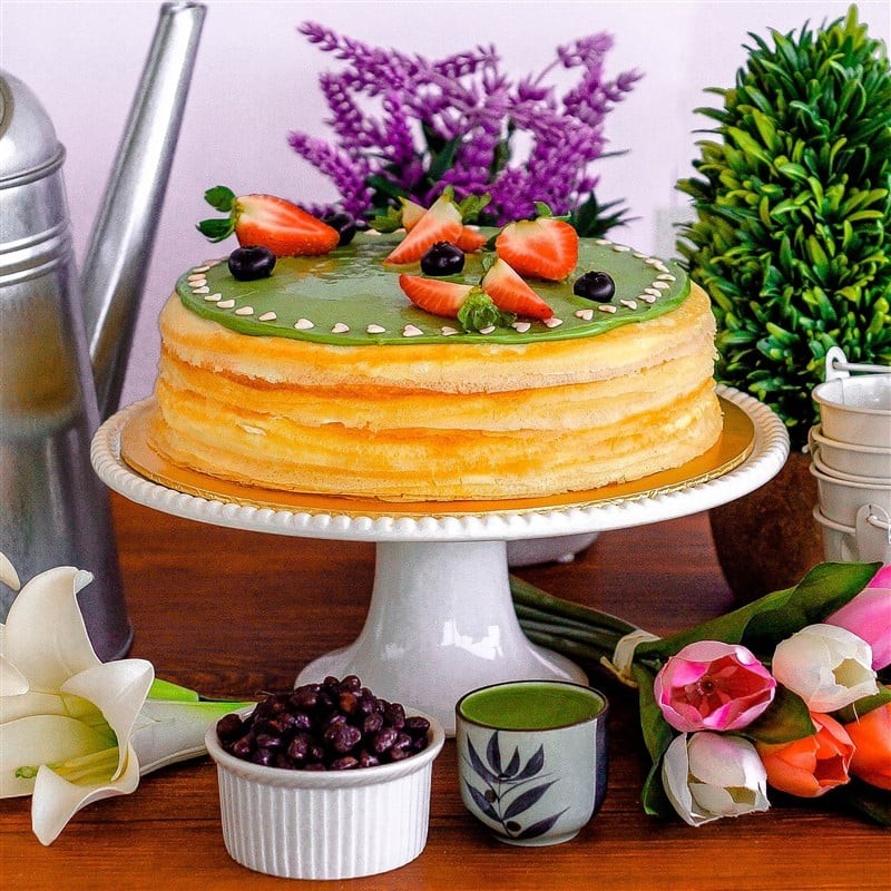 Green Tea Crepe Cake (Slice) JUNANDUS