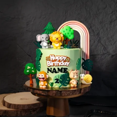 Safari Animals Theme Cake